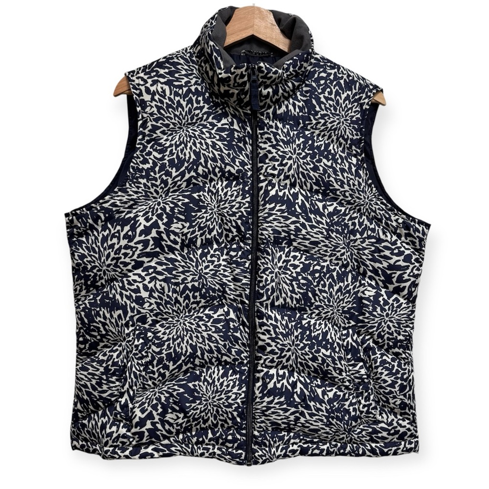 Lands’ End‎ Floral Down Quilted Puffer Vest XL Petite